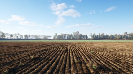 plowed field in the morning - obrazy, fototapety, plakaty