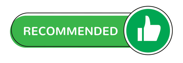 Recommended sticker with like hand symbol isolated on white background vector 10 eps