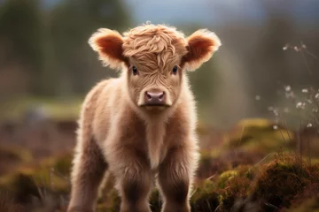 Cercles muraux Highlander écossais Calf of Highland Cattle in the wild