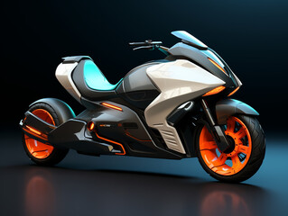 Naklejka premium 3D illustration of a futuristic sport bike isolated on a plain background. Designed aerodynamically according to its ability to accelerate at high speed.