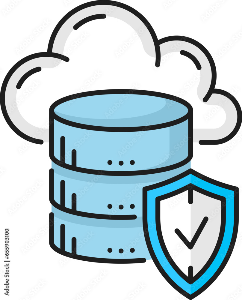 Aufkleber color database, network server, cloud storage icon. linear vector symbol of data management, informa