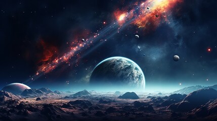 Abstract planets and space: a colorful and creative background for sci-fi and fantasy designs