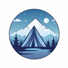 camping in the mountains 2d icon