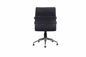 Isolated Black Leather and Fabric Office Armchair