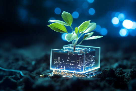 Picture generative AI concept saving of ecology technology science for the development of sustainability