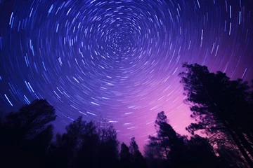 Rolgordijnen a purple and blue star trail image Generative AI © SKIMP Art
