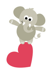 Cute elephant on top of heart