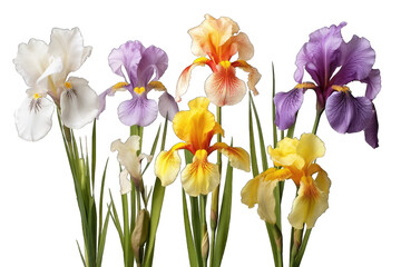 Fototapeta premium Irises flower painting, transparent background, isolate die cut png file
