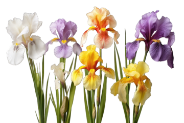 Irises flower painting, transparent background, isolate die cut png file