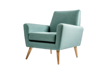 Mid-century modern accent chair sofa, transparent background, isolate die cut png file