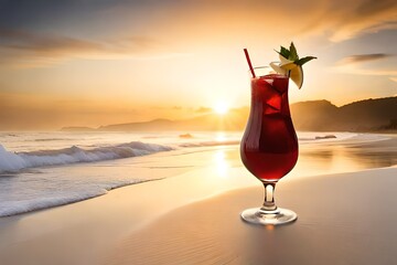 cocktail on the beach, Set of cocktails soft and long-drinks ind front  - obrazy, fototapety, plakaty