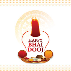 Happy bhai dooj celebration background with creative puja plates