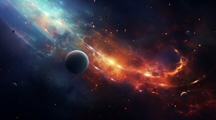 Abstract planets and space: a colorful and creative background for sci-fi and fantasy designs - obrazy, fototapety, plakaty