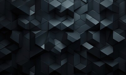 Polished Tiles arranged to create a Futuristic wall. Black, 3D Background formed from Diamond Shaped blocks. 3D Render, Generative AI