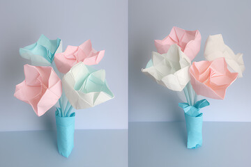 origami of flowers Generative AI