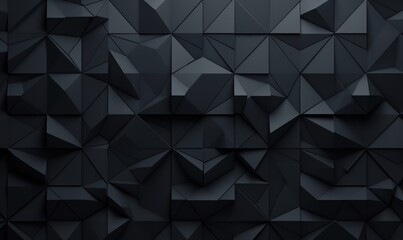 3D Tiles arranged to create a Futuristic wall. Triangular, Black Background formed from Polished blocks. 3D Render, Generative AI - obrazy, fototapety, plakaty