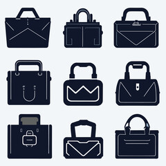 Free vector Set briefcase icon silhouette design.