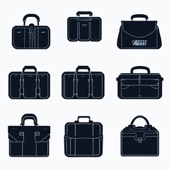 Free vector Set briefcase icon silhouette design.