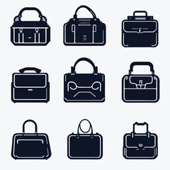 Free vector Set briefcase icon silhouette design.