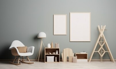 Contemporary Interior Design Background. Scandinavian Living Room. Generative AI