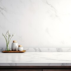 Elegance on Display: Marble-Top Counter with Vase