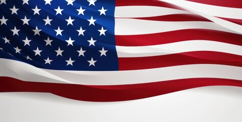 Independence Day Banner. Authentic Holiday Background with American Flag on White, Generative AI