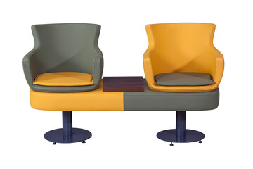 Modern designer chair on white background.