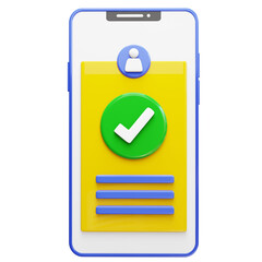 3d Verified Account on a smartphone with a checklist. PNG file