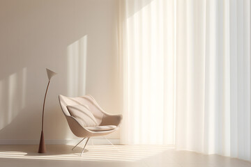 Window chair with natural light, minimal modern interior design