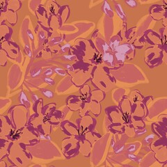 Seamless pattern with floral brunches for textile, fabrics.