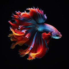 Obraz na płótnie Canvas Colorful fighting fish have beautiful tails and fins. AI generated illustrations.