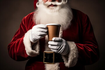 santa claus hand hold coffee glass