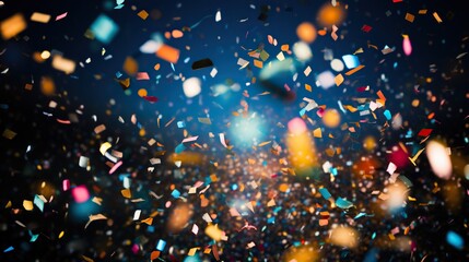 Colorful confetti and lights. Abstract bokeh backdrop. New year and Christmas background footage.