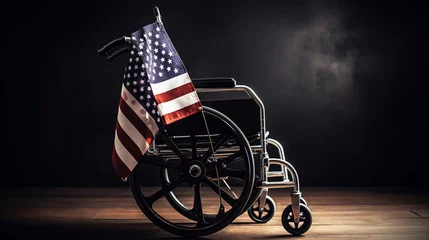 Deurstickers wheelchair with USA flag © alexkich