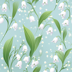 lily flowers seamless pattern. Repeating texture with floral branches and white flowers on blue background. pattern for creating textiles, fabrics, paper, wallpapers.