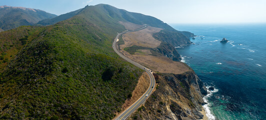 Drone view of pacific coast highway