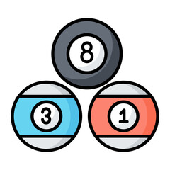 Snooker Balls Colored Line Icon