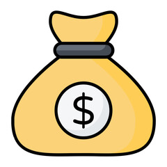 Money Bag Colored Line Icon