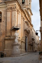 Sculpture ouside the Church of the Annunciation of our Lady in Mdina, Malta