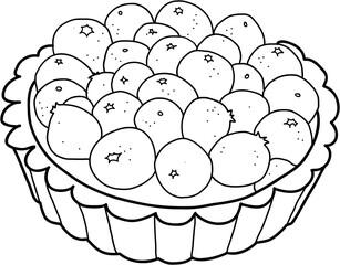 doodle freehand sketch drawing of blueberry pie.	