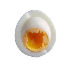 Half of a hard-boiled egg on a white transparent background. PNG file. Generative artificial intelligence