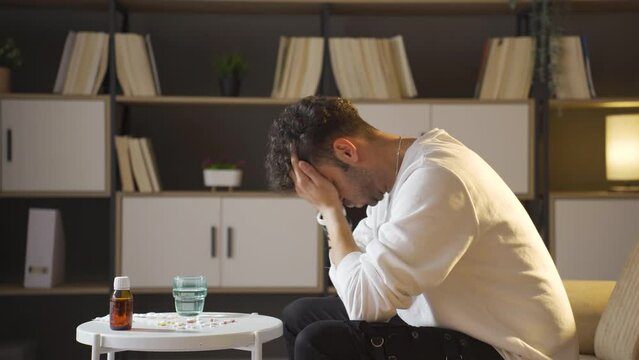 Young man in major depression.