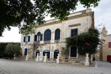 Beautiful facade of old Maltese house in ancient Mdina