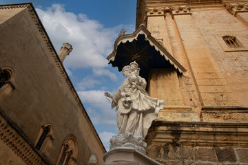 Statue of Madonna and Jesus outside the Church of the Annunciation of our Lady in Mdina, Malta