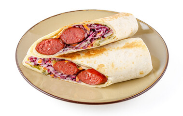 doner with hunting sausages for a food delivery site on a white background, studio shooting 1