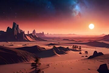 sunset in the desert