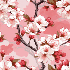 Sakura flower a pastel cherry blossom on branches with  pink background