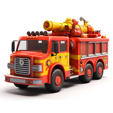 Cartoon 3d of fire fighter car isolated on white 