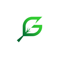 creative logo with initials in the shape of a green leaf, for a company with a modern concept