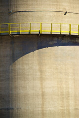 Close-up of a work platform in the concrete storage tanks of a cement factory